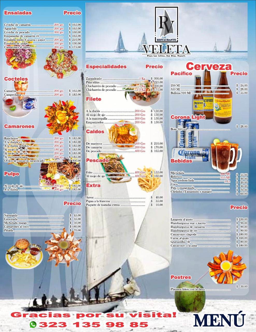 Carta de Restaurante Veleta — página 1